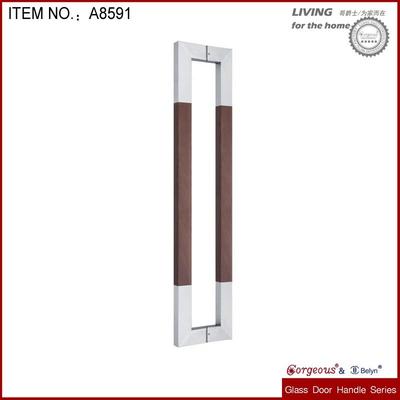 rectangle shape metal and wooden glass door knob or door handle