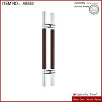 Square body round cross stainless steel and wooden door pull handle