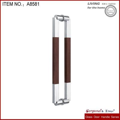 High quality pull door handle with wood finish for glass door