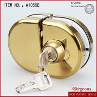 Gorgeous 2017 new gold color bevel edge lock for glass door